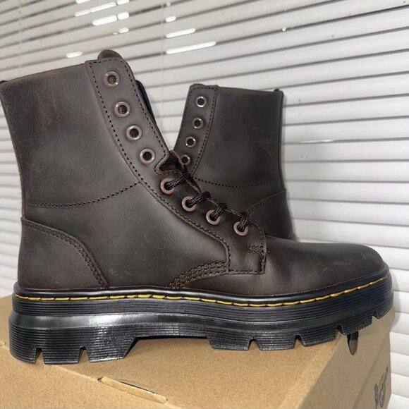 Dr. Marten's Combs Crazy Horse Leather Dark Brown Women’s 7 Men’s 6 Unisex - Picture 3 of 8